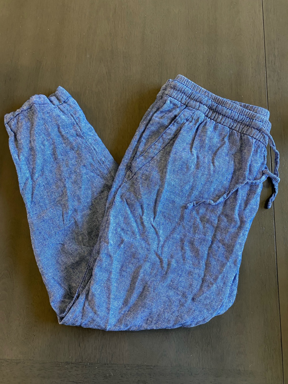 Old Navy Blue Heather Linen blend Pants - Tie/Elastic Waist